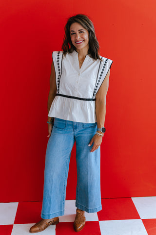 BYIMALLI FLUTTER SLEEVE BLOUSE