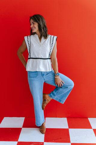 BYIMALLI FLUTTER SLEEVE BLOUSE