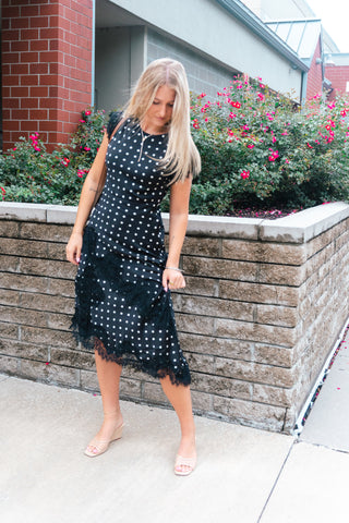 RITA BLK POKLA DOT DRESS