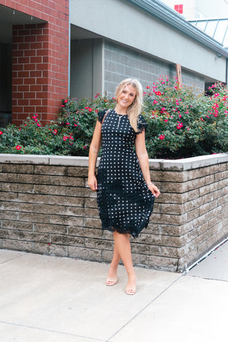 RITA BLK POKLA DOT DRESS