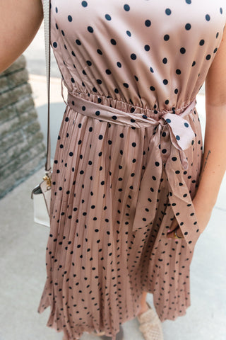 VERA CAMEL POLKA DOT DRESS