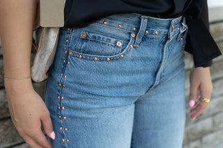 LEXI MID RISE STUDDED DENIM