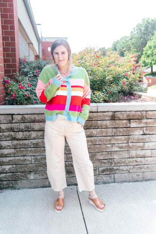 TIFFANY MULTICOLOR STRIPED CARDIGAN