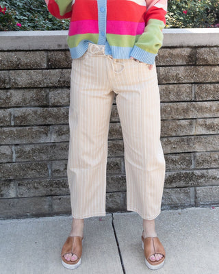 JULIE TAN STRIPED BARREL DENIM