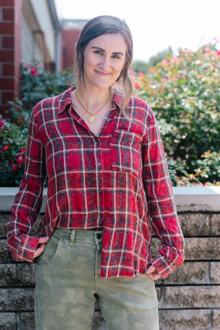 WASHED PLAID BUTTON UP