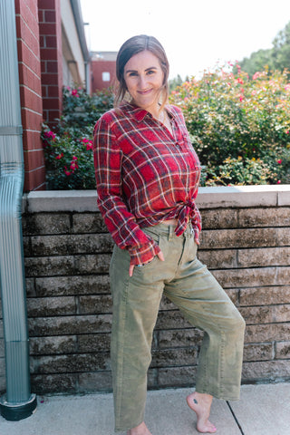 WASHED PLAID BUTTON UP
