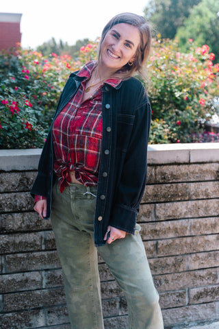 WASHED PLAID BUTTON UP
