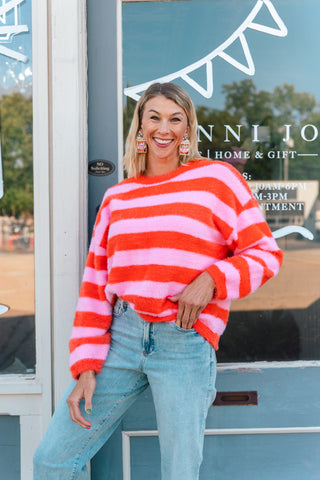 TAYLOR PINK STRIPED SWEATER