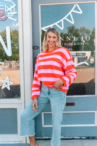 TAYLOR PINK STRIPED SWEATER