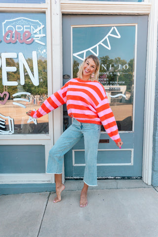 TAYLOR PINK STRIPED SWEATER