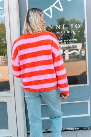TAYLOR PINK STRIPED SWEATER