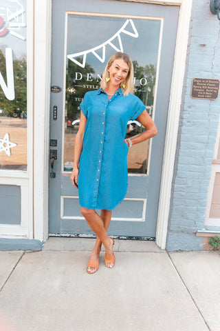 BYOSMO DENIM SHIRT DRESS