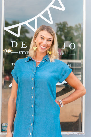 BYOSMO DENIM SHIRT DRESS