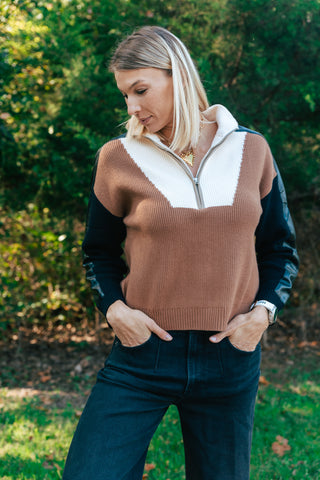 CLARA MIXED MEDIA HALF ZIP