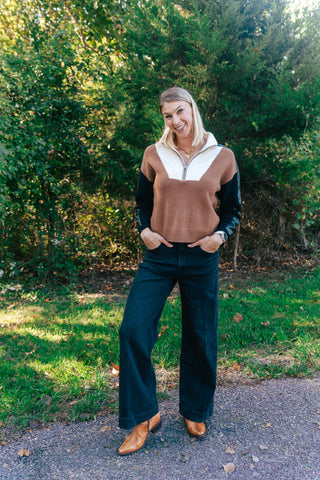 CLARA MIXED MEDIA HALF ZIP
