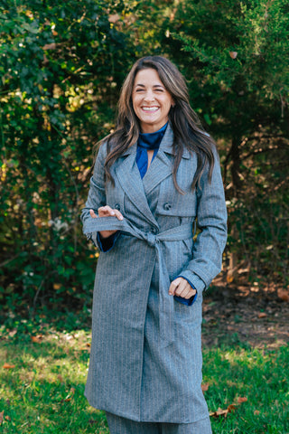 AFTER HOURS PINSTRIPE TRENCH COAT