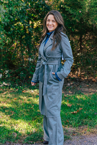 AFTER HOURS PINSTRIPE TRENCH COAT