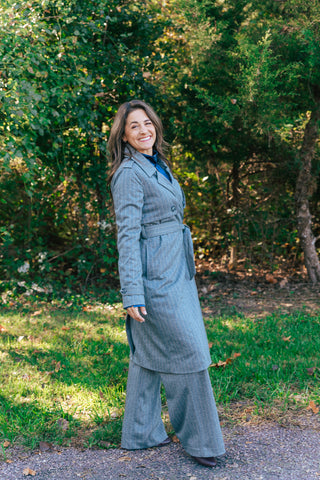 AFTER HOURS PINSTRIPE TRENCH COAT