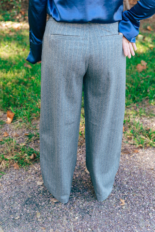 MIDNIGHT GREY PINSTRIPE PANTS