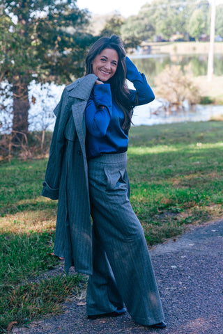 AFTER HOURS PINSTRIPE TRENCH COAT