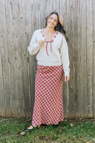 PLAID KISSES MIDI SKIRT