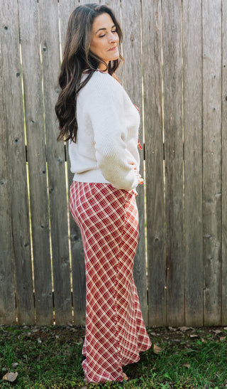 PLAID KISSES BOW SWEATER