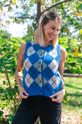 PERFECTLY PREPPY ARGYLE VEST