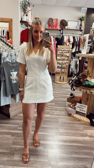 ECRU EYELET DRESS