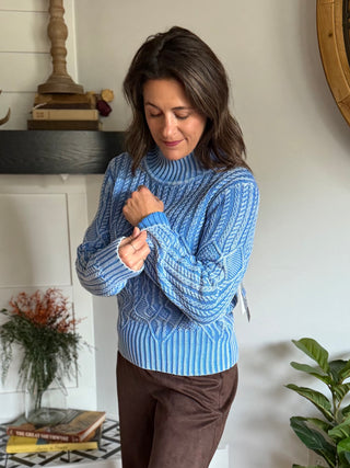 BLUE AURA MOCK NECK SWEATER