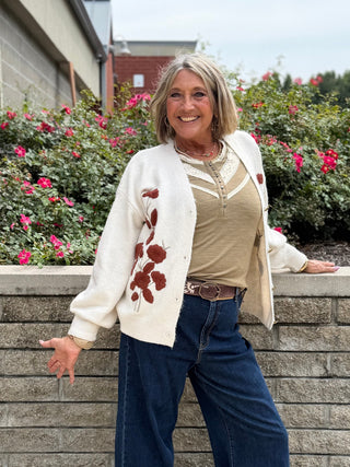 FLORAL BUTTON UP CARDI
