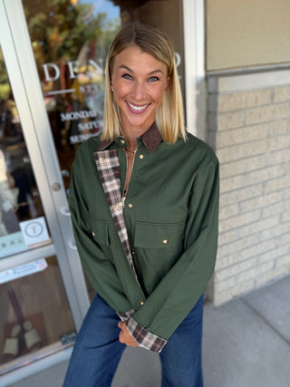 RYANN OLIVE BUTTON UP JACKET
