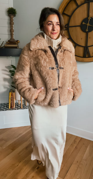 DELA FAUX FUR TOGGLE COAT