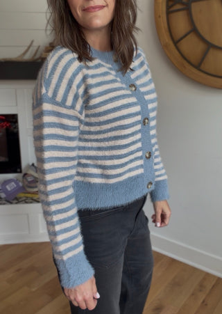 FUZZY STRIPED CARDI