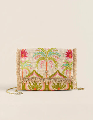 MULTICOLORED CROSSBODY BAG, PALM TREE DETAIL