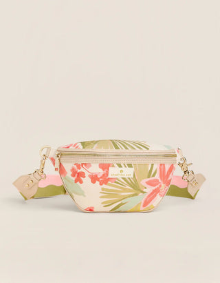 FLORAL PINK AND GREEN BELT BAG