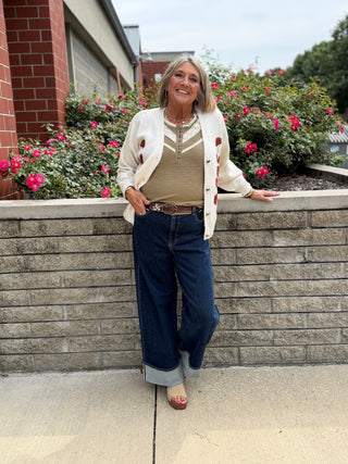 MORGAN HR CUFFED WL DENIM
