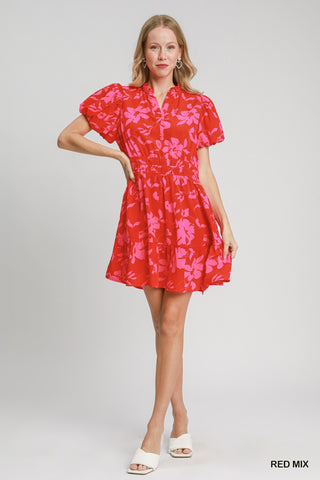 UMGEE-BUBBLE SLEEVE DRESS-FLORAL