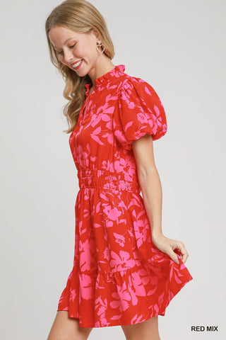 UMGEE-BUBBLE SLEEVE DRESS-FLORAL