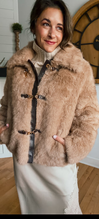 DELA FAUX FUR TOGGLE COAT