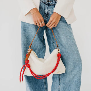 CREAM COSETTE PRETTY SIMPLE HANDBAG WITH A RED PARACORD