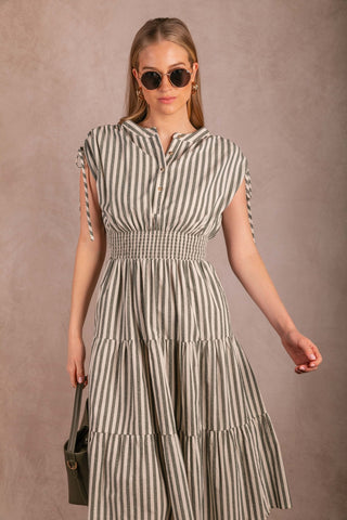 SMOCKED MIDI DRESS