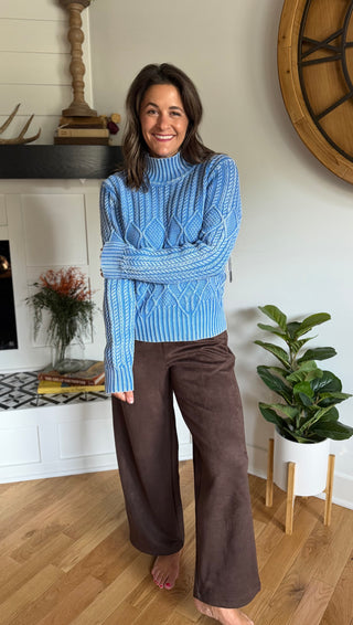 BLUE AURA MOCK NECK SWEATER