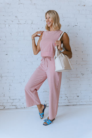 BYLARO RED STRIPED PANTS