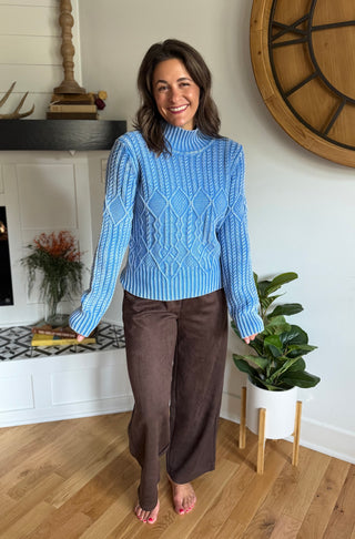 BLUE AURA MOCK NECK SWEATER