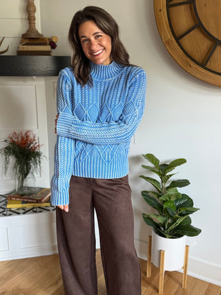 BLUE AURA MOCK NECK SWEATER