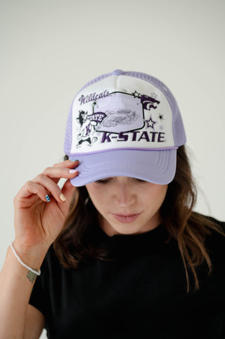 KSTATE PATCH FOAM HAT, WHITE & LAVENDER 