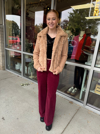 H&T- KNIT SLEEVE FUR JACKET