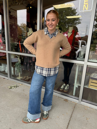 H&T- PLAID MIXED SWEATER