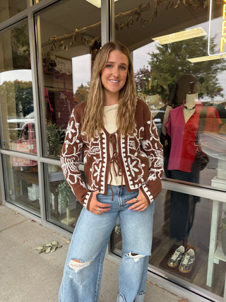 H&T- EMBRIOD. SWEATER JACKET