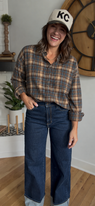 MOCAH PLAID BUTTON-UP